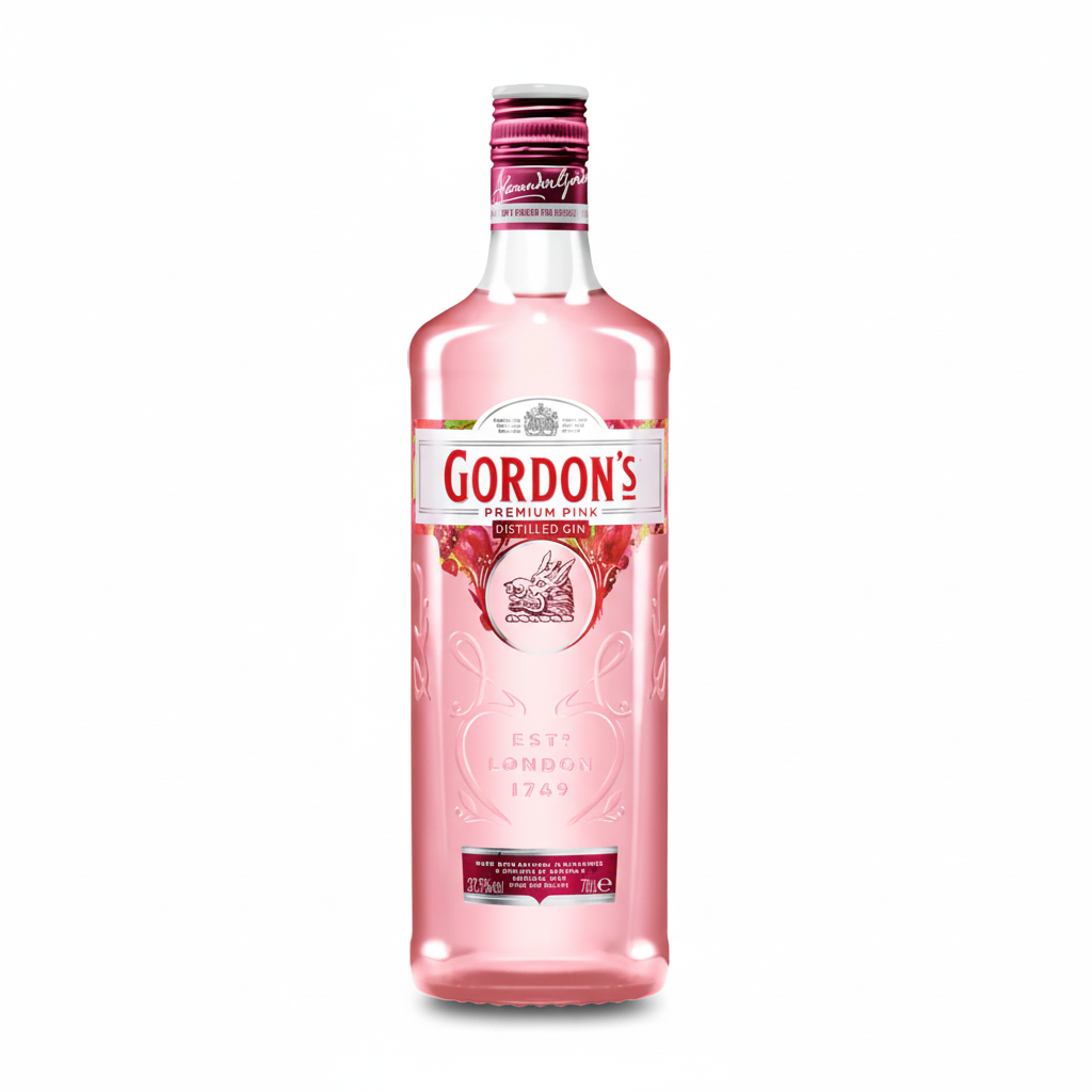 Gordon's Premium Pink Distilled Gin 1L bottle on white background