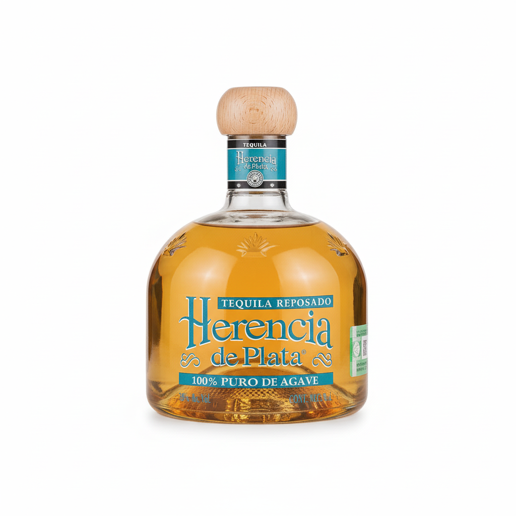 Herencia de Plata Reposado Tequila 700mL bottle on white background
