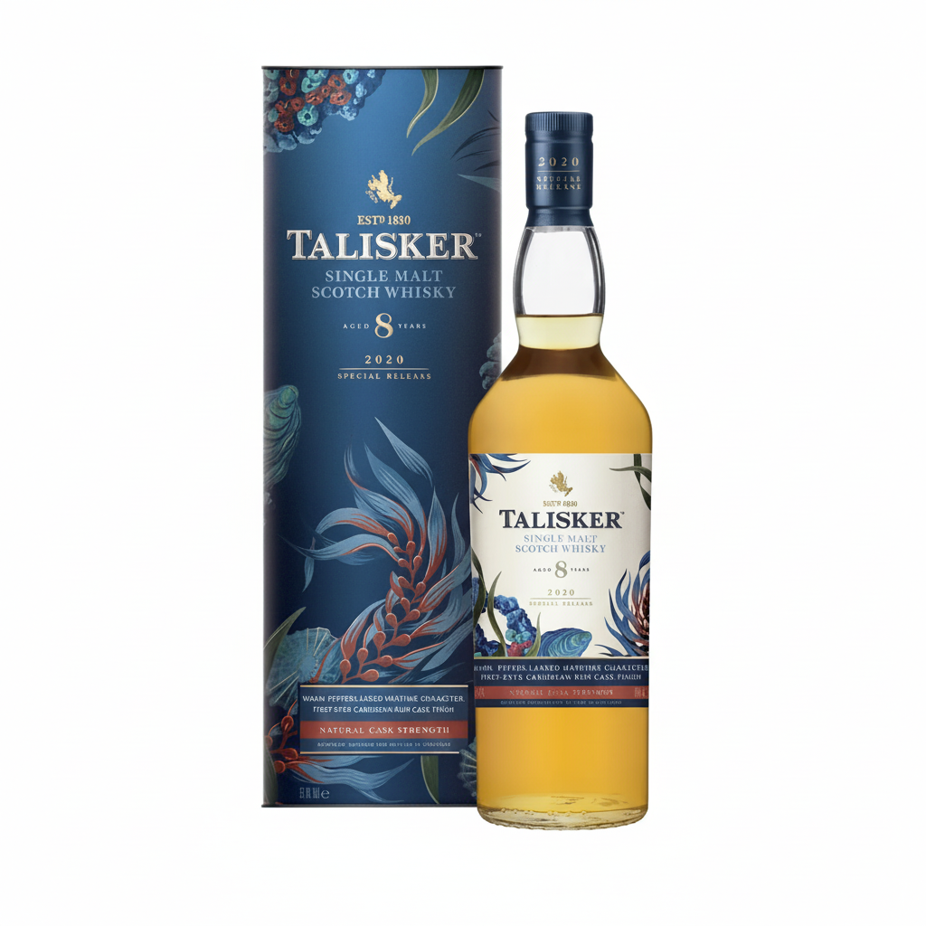 Talisker 8 Year Old 2020 Special Release Natural Cask Strength Single Malt Scotch Whisky 700mL on white background