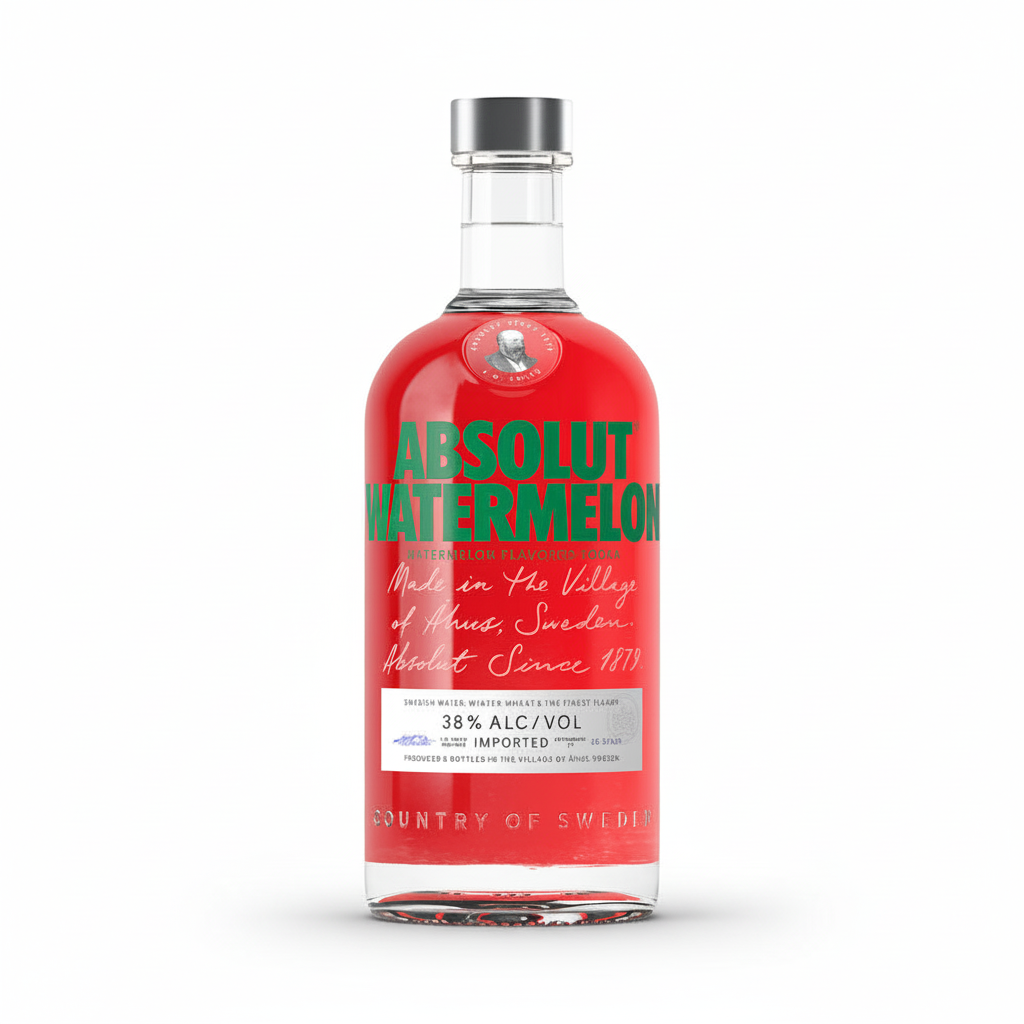 Absolut Watermelon Vodka 700mL bottle on white background