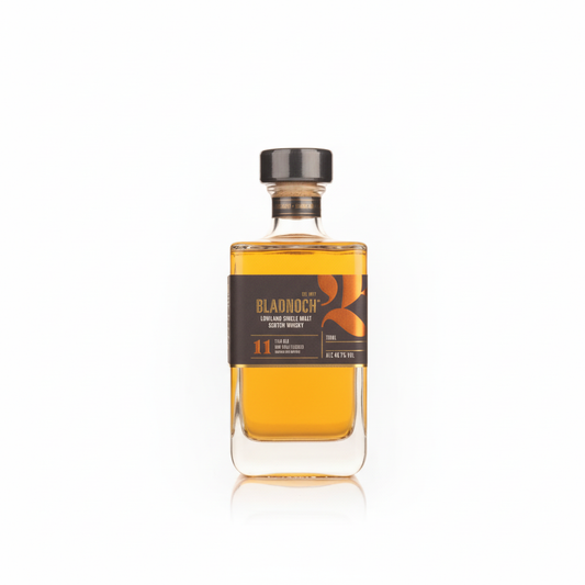Bladnoch 11 Year Old Lowland Single Malt Scotch Whisky 700mL on white background