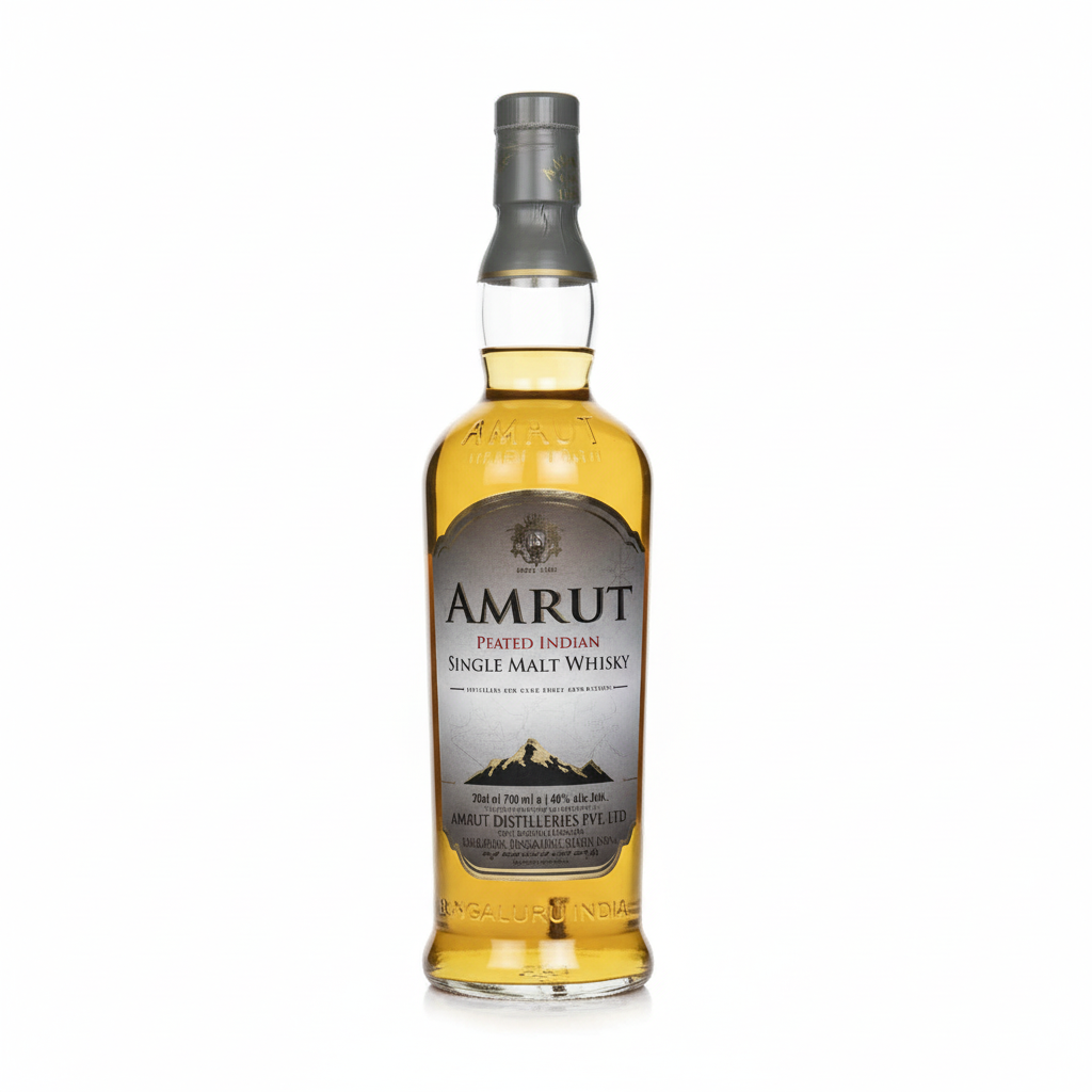Amrut Peated Indian Single Malt Whisky 700mL on white background