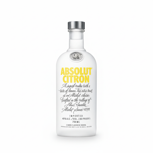 Absolut Citron Vodka 700mL bottle on white background