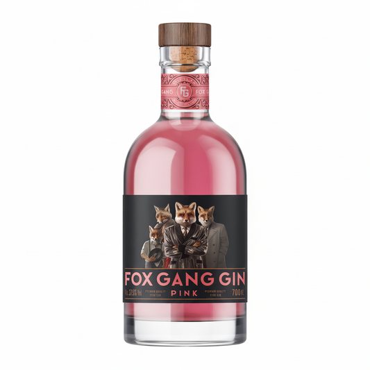 Fox Gang Gin Pink 700mL bottle on white background