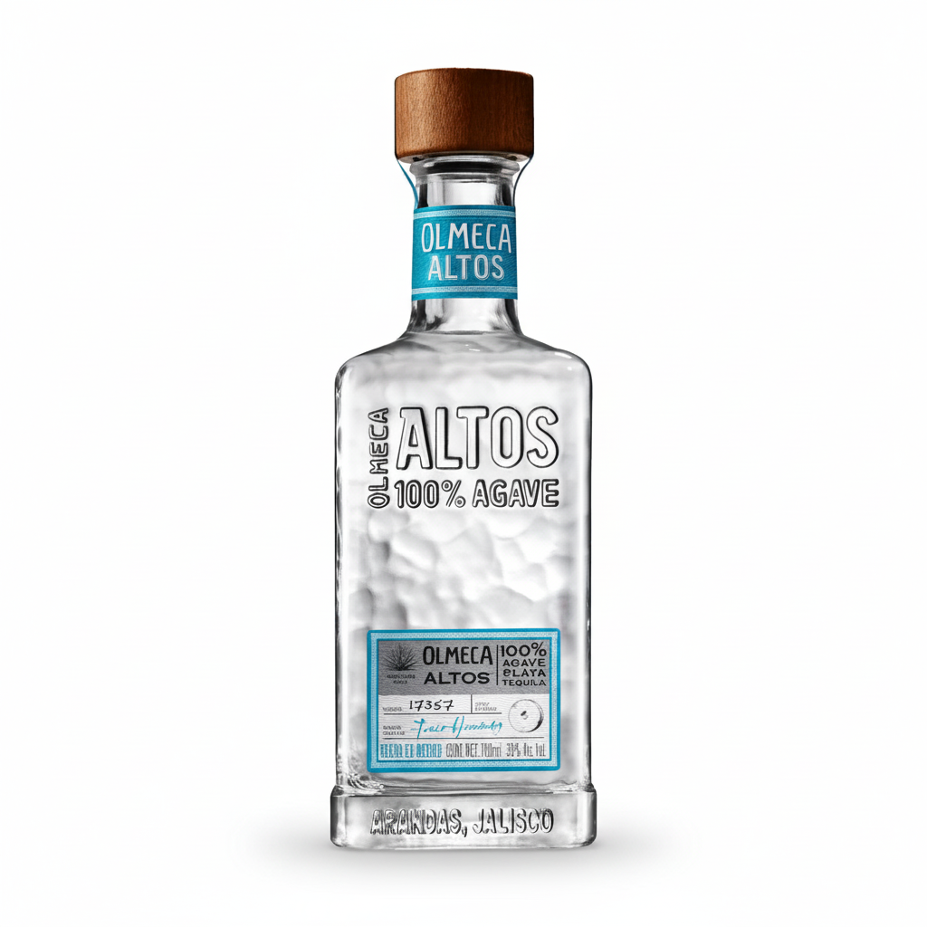 Olmeca Altos Plata Tequila 700mL bottle on white background