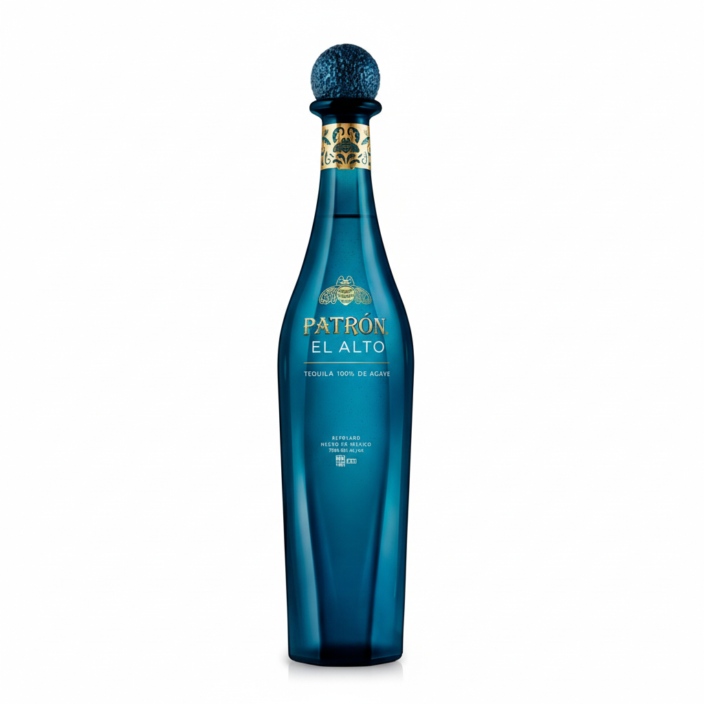Patrón El Alto Reposado Tequila 700mL bottle on white background