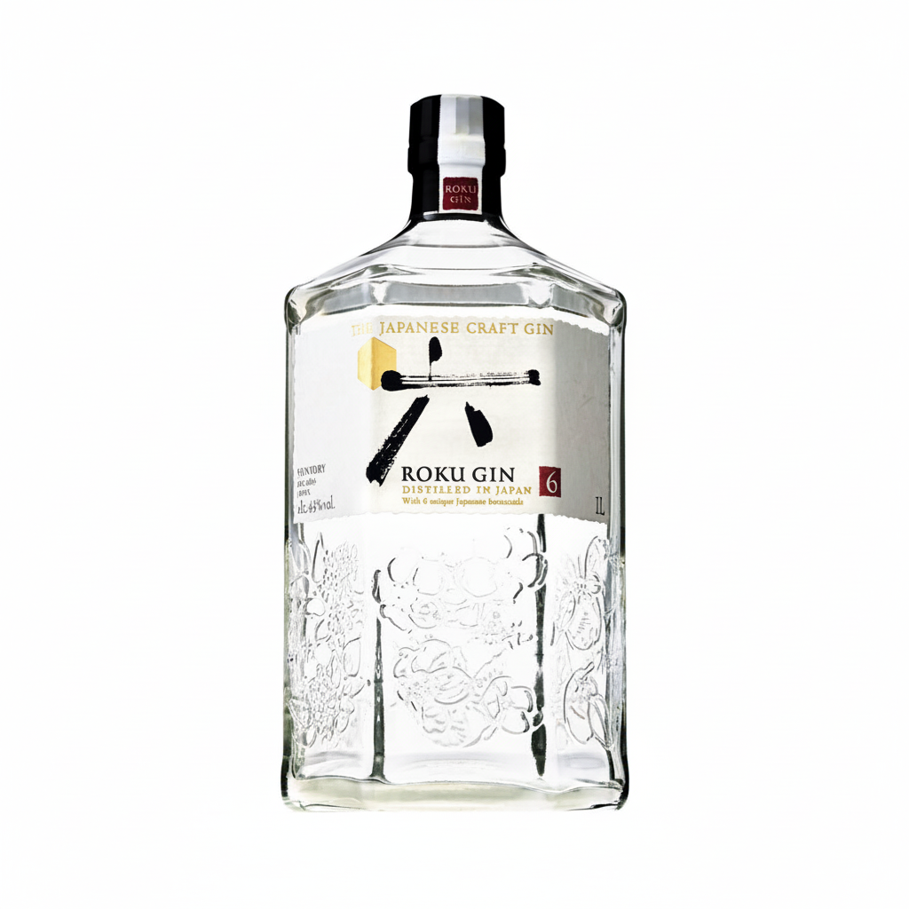 Roku Japanese Craft Gin 1L bottle on white background