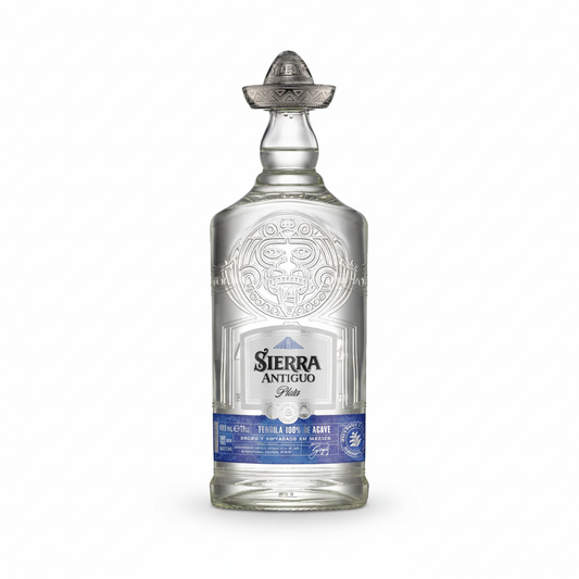 Sierra Antiguo Plata Blanco Tequila 700mL bottle on white background