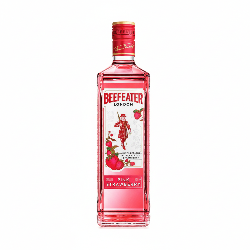 Beefeater Pink Strawberry Gin 700mL bottle on white background