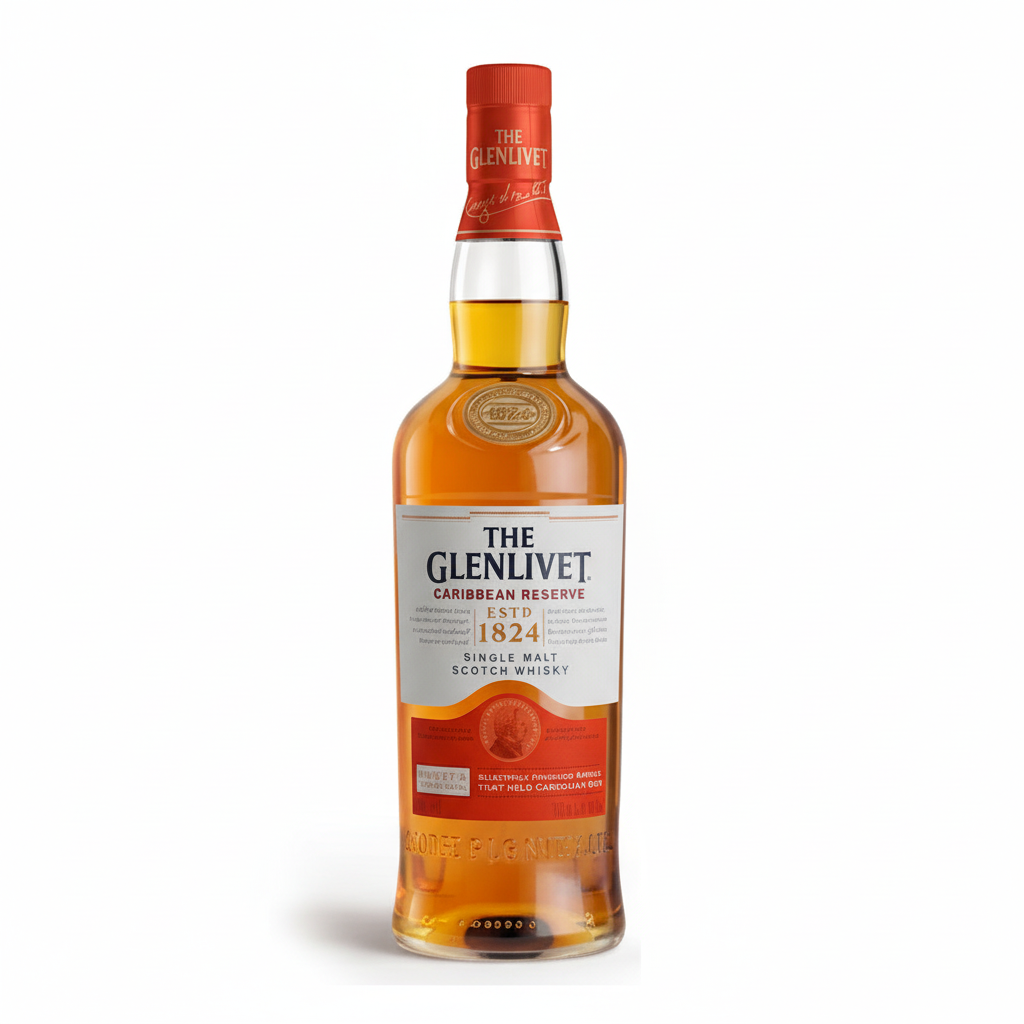 The Glenlivet Caribbean Reserve Single Malt Scotch Whisky 700mL on white background