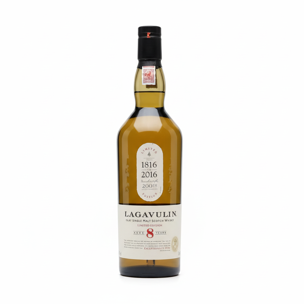 Lagavulin 8 Year Old Islay Single Malt Scotch Whisky 700mL Limited Edition on white background