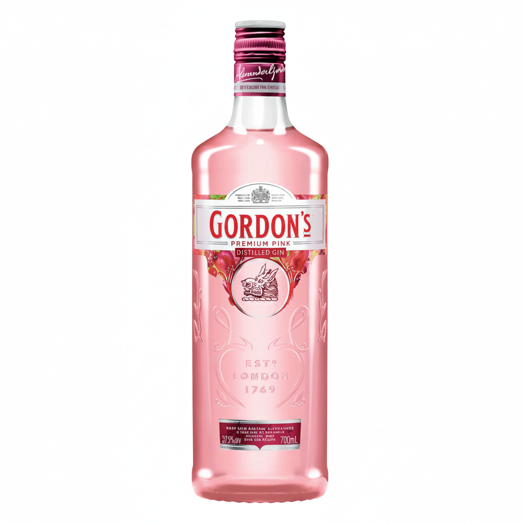 Gordon's Premium Pink Distilled Gin 700mL bottle on white background
