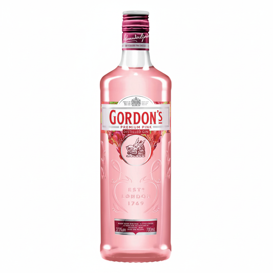 Gordon's Premium Pink Distilled Gin 700mL bottle on white background