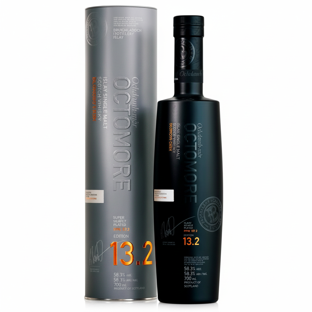 Bruichladdich Octomore 13.2 Islay Single Malt Scotch Whisky 700mL on white background